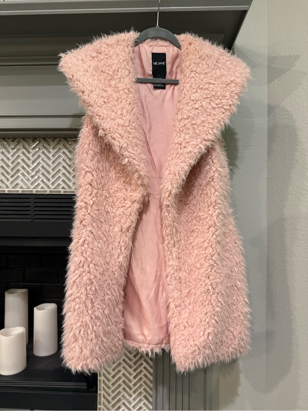 Me Jane Blush Pink Faux Fur Hooded Vest